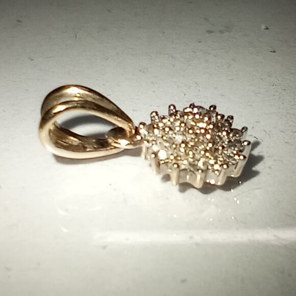 14Kt Two-Tone Gold ¼-Carat Diamond Cluster Pendant - Picture 3 of 4